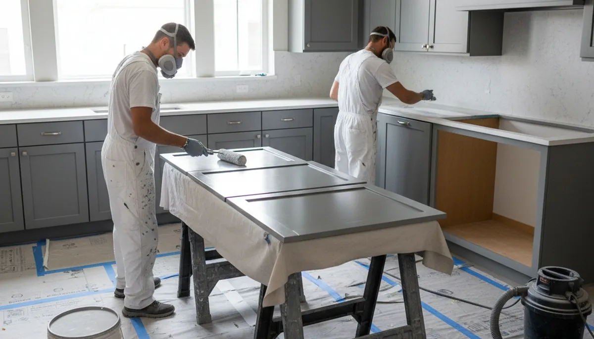 Professional cabinet painting and refinishing in Troy, MI kitchen by expert house painters