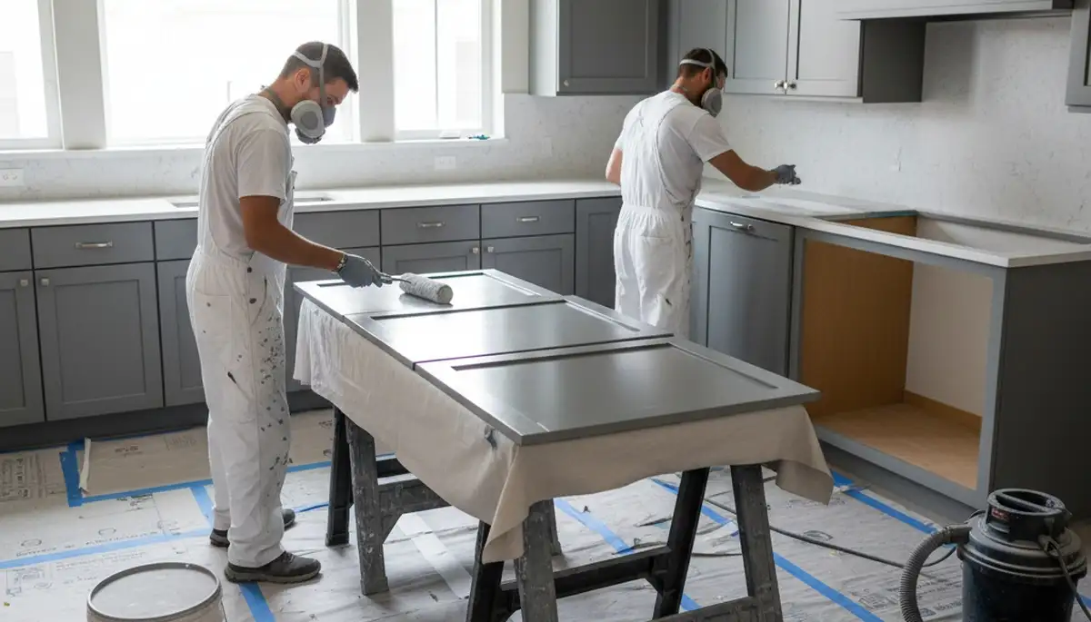 Professional cabinet painting and refinishing in Troy, MI kitchen by expert house painters