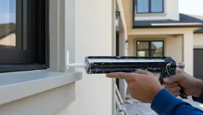 Professional caulking and sealing on Troy, MI home exterior for weatherproof, long-lasting paint finish
