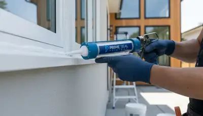 Professional caulking and sealing on Troy, MI home exterior for moisture and weather protection
