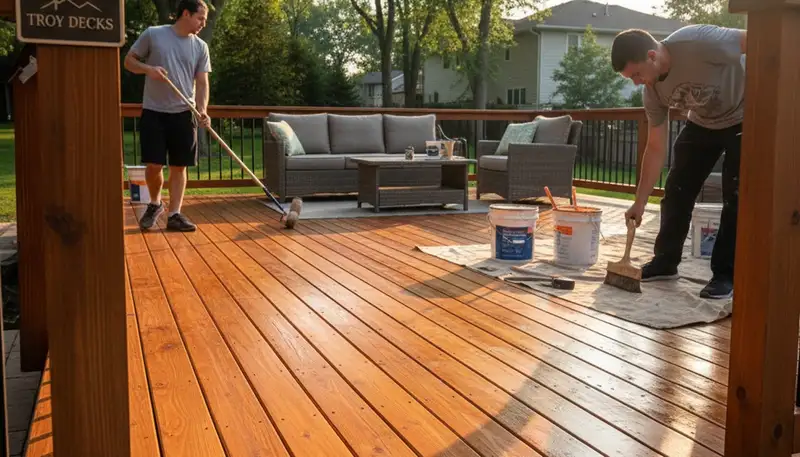 Professional deck staining and wood protection in Troy, MI by expert house painters