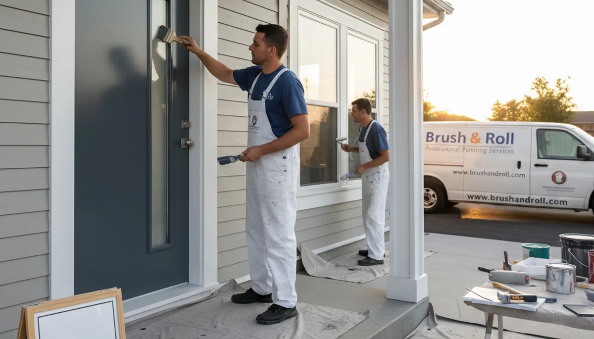 Professional door painting in Troy, MI enhancing curb appeal with expert refinishing services