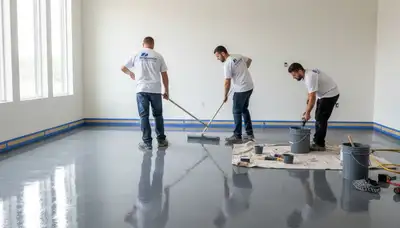Epoxy garage floor coating in Troy, MI by professional house painters for durable, glossy finish