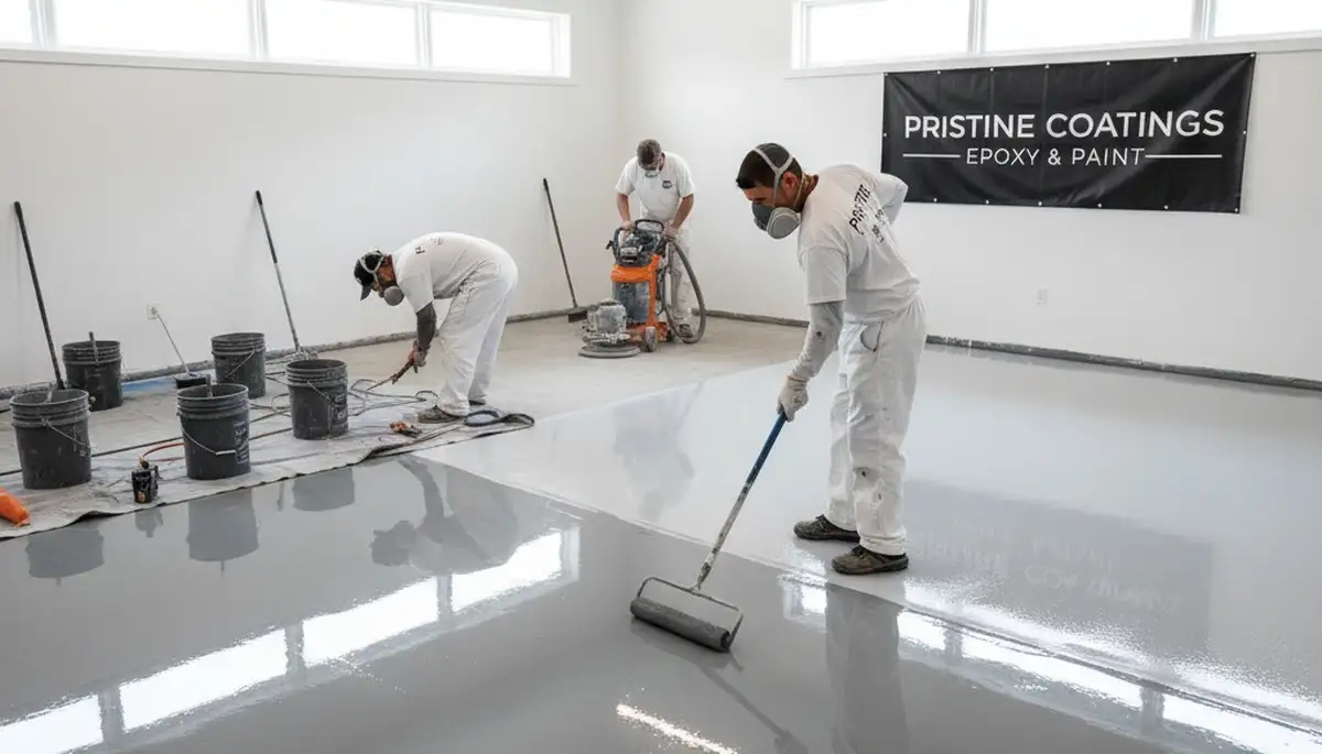 Epoxy garage floor coating in Troy MI with durable finish by local house painting experts