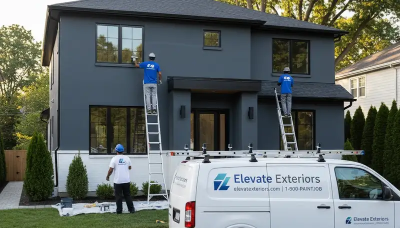 Professional exterior house painters in Troy, MI applying durable paint for lasting curb appeal
