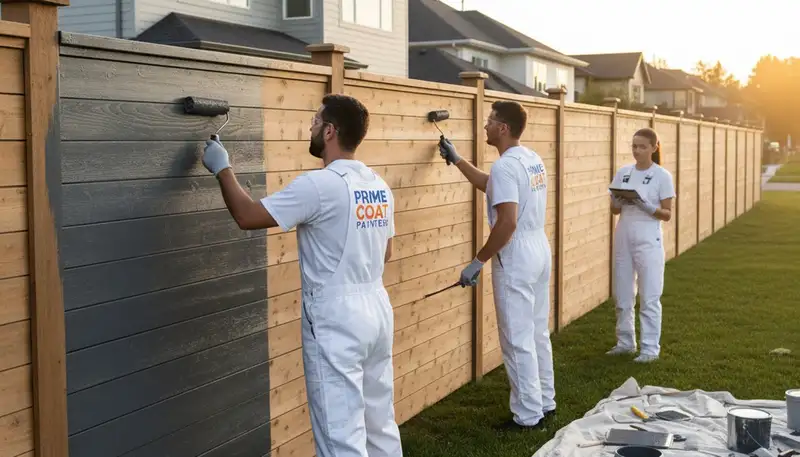 Professional fence painting in Troy, MI by expert house painters using durable exterior finishes
