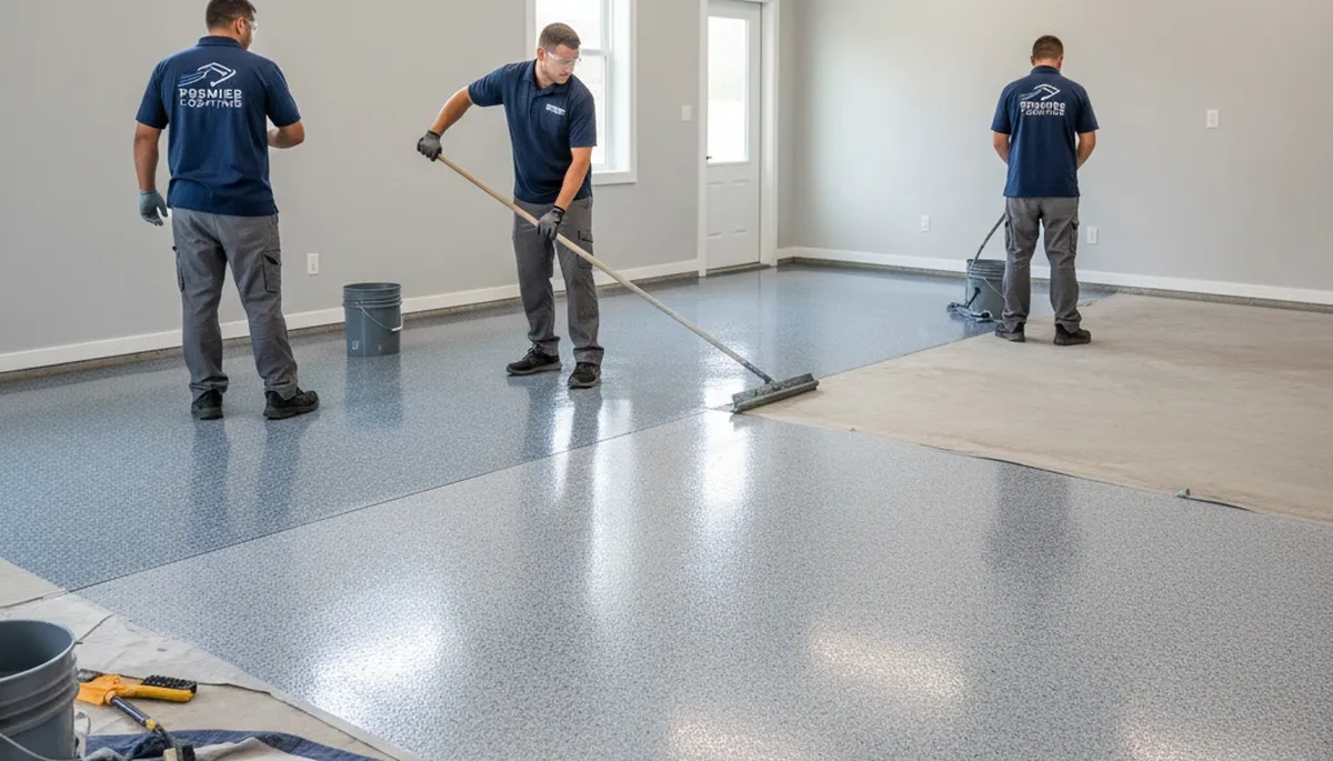Epoxy garage floor coating in Troy, MI for durable, salt-resistant finish by local painting experts