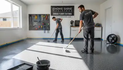 Epoxy garage floor coating in Troy MI providing durable, glossy protection from salt and winter wear