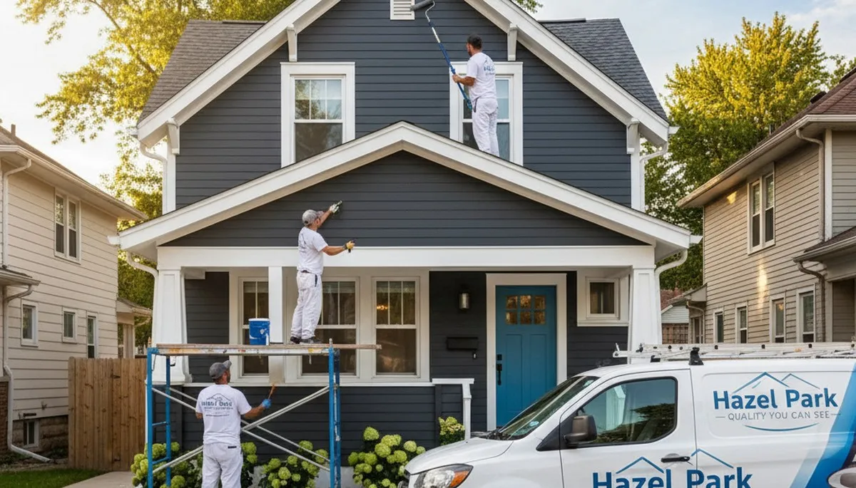 Professional house painters improving home exterior in Troy, MI