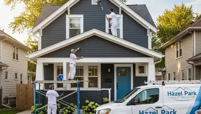 Professional house painters improving home exterior in Troy, MI