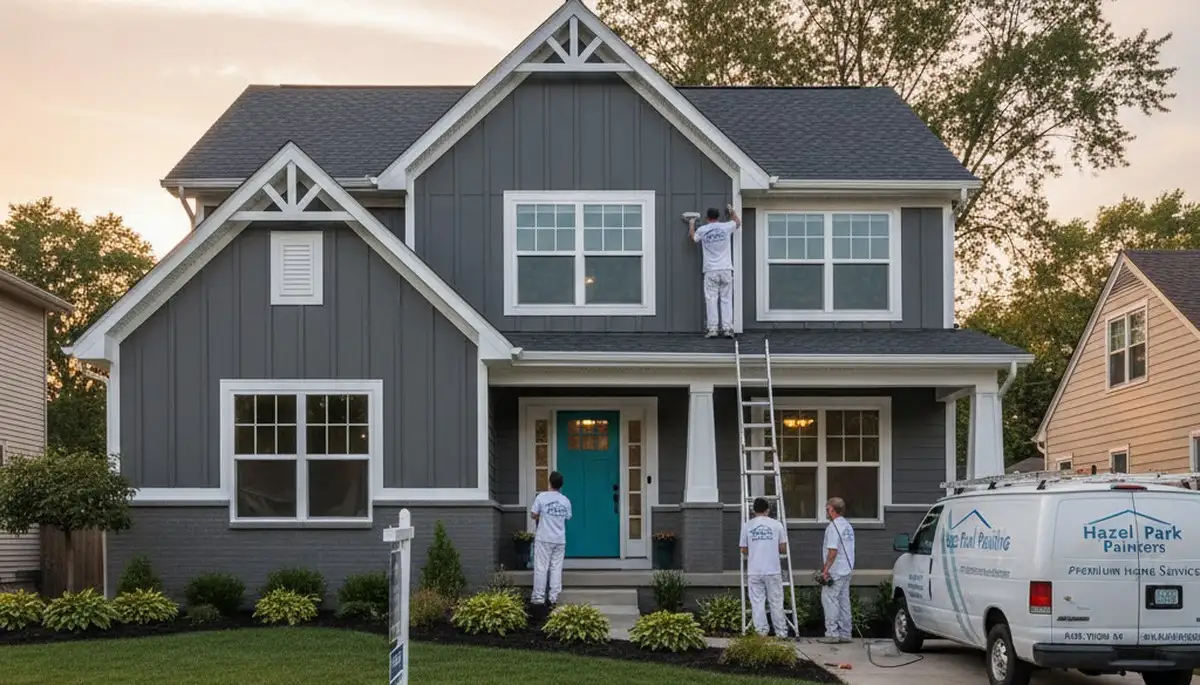 Professional house painters enhancing home exterior in Troy, MI