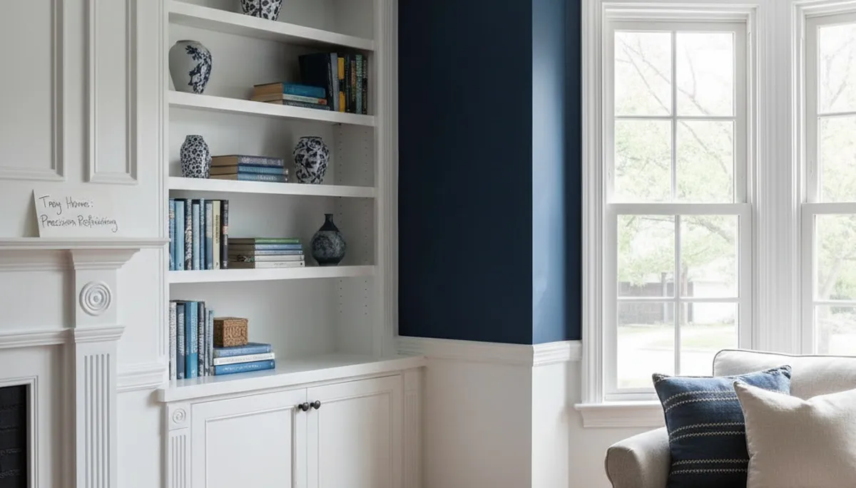 Professional interior trim painting with crisp lines and detail in Troy, MI home by expert painters