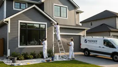 Professional siding painting on a Troy, MI home exterior by expert local house painters