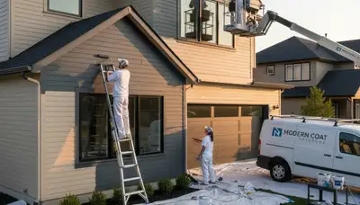 Professional siding painting on a home exterior in Troy, MI by expert local house painters
