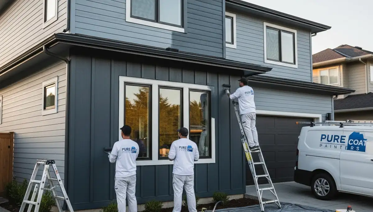 Professional siding painting on a home exterior in Troy, MI by expert local house painters