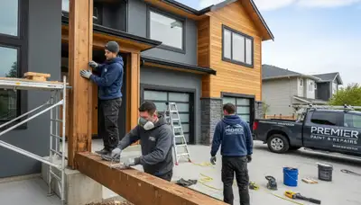 Professional wood rot repair and restoration on home exterior by painters in Troy, MI